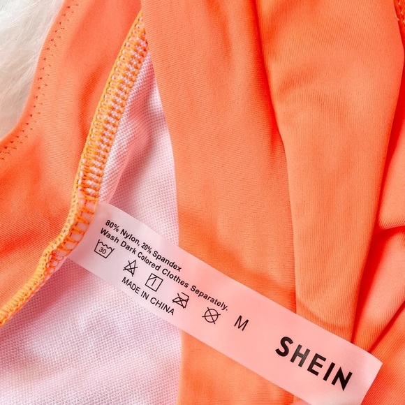 ✨ Neon Orange High Waist O Ring Bikini Swimsuit Shein Size Medium - Picture 3 of 5